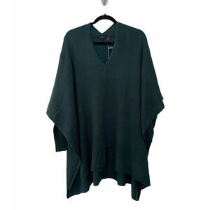 RDI Womens V Neck Poncho Sweater Pullover Long Sleeves Deep Spruce S Small